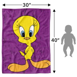 LOGOVISION Looney Tunes lightweight baby blanket, 30"X40", Tweety Bird Character Unisex for infants Girls & Boys