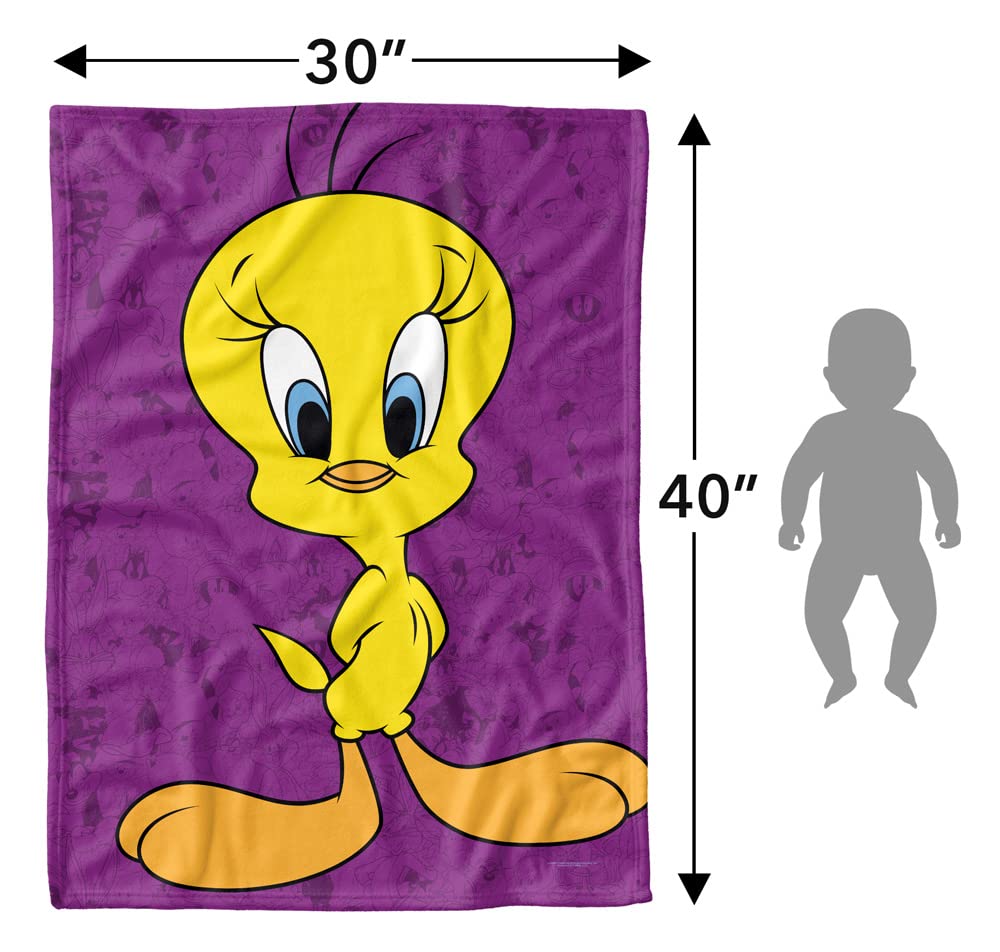 LOGOVISION Looney Tunes lightweight baby blanket, 30"X40", Tweety Bird Character Unisex for infants Girls & Boys