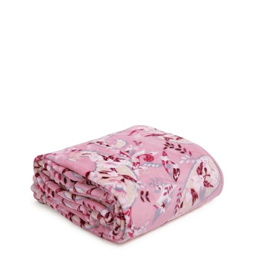 Vera Bradley Women's Fleece Plush Throw Blanket, Botanical Paisley Pink, 80 X 50