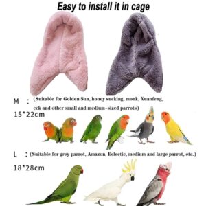 Corner Fleece Bird Blanket for Cage, Cozy Bird Bed Warmer Parrot House Cage Hanging Hammock Toy, Small Animals Shelter Plush Bedding, Cuddle Nest Hanging Toy for Parakeet Cockatiel Conure Lovebirds(L)