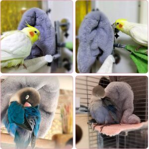 Corner Fleece Bird Blanket for Cage, Cozy Bird Bed Warmer Parrot House Cage Hanging Hammock Toy, Small Animals Shelter Plush Bedding, Cuddle Nest Hanging Toy for Parakeet Cockatiel Conure Lovebirds(L)