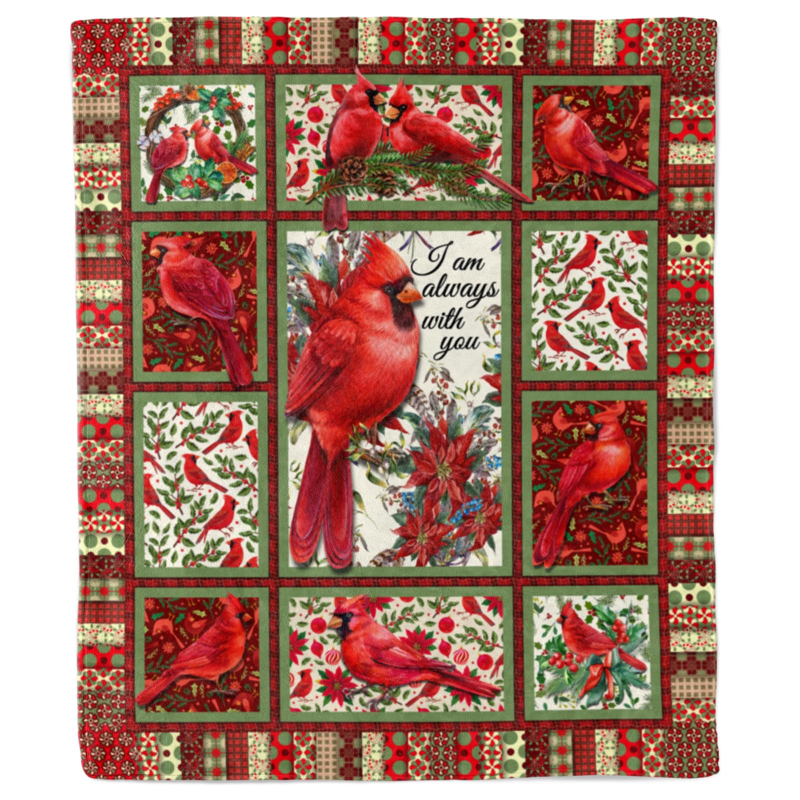 YAYAGo Cardinals Blanket Red Birds Throw Blanket Plush Blankets Bedding for Valentine's Day Christmas Day Soft Sofa Decor 50x60inch