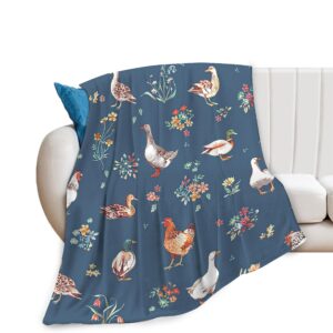 Chicken Blanket Soft Warm Cozy Mallard Duck Throw Blankets for Boys Girls Fuzzy Plush Goose Bird Blanket Fleece Lightweight Flannel Kid Adults Gift for Bed Couch Sofa 50"x40"