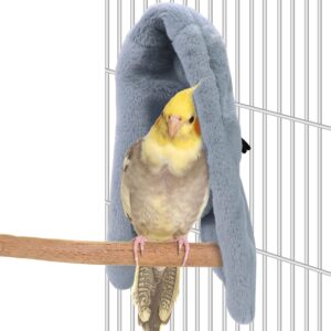 Cozy Bird Blanket Parrot Cage Snuggle Hut Warm Bird Nest House Bed Hanging Hammock for Parakeet Cockatiel Conure African Grey (Large, Grey)