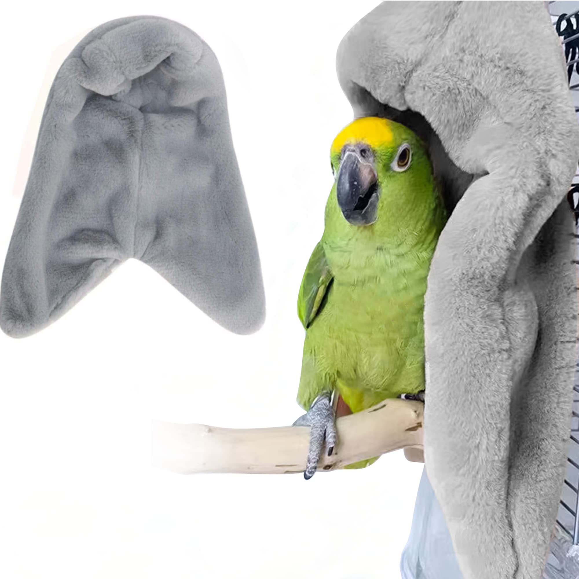 LOPERDEVE Bird Buddy Corner Fleece Bird Blanket Cozy Bird Bed Warmer Parrot House for Cage Hanging Hammock Toy for Greys Amazons Parakeet Cockatiel Conure Lovebirds Finch Canaries(M)