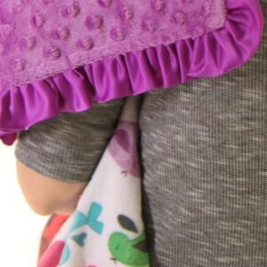 Baby Girls Reversible Minky Velboa Stroller Blanket (Choose Color) (Birds/Violet)