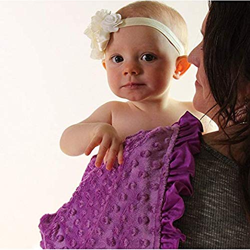 Baby Girls Reversible Minky Velboa Stroller Blanket (Choose Color) (Birds/Violet)