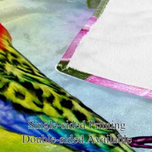 suojapuku Fleece Throw Blanket Flannel Blankets Microfiber Blanket,Colorful Bird Pink Flower,Bed and Sofa 59.0x51.1 Blankets