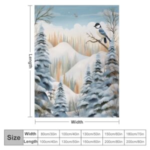 MaSiledy Blanket Winter Birds in The Forest Warm Blanket Christmas Flannel Fleece Throw Blanket Throw Size Warm Plush Blankets for All Season for Girls Birthday Valentines Gifts 60"x80"