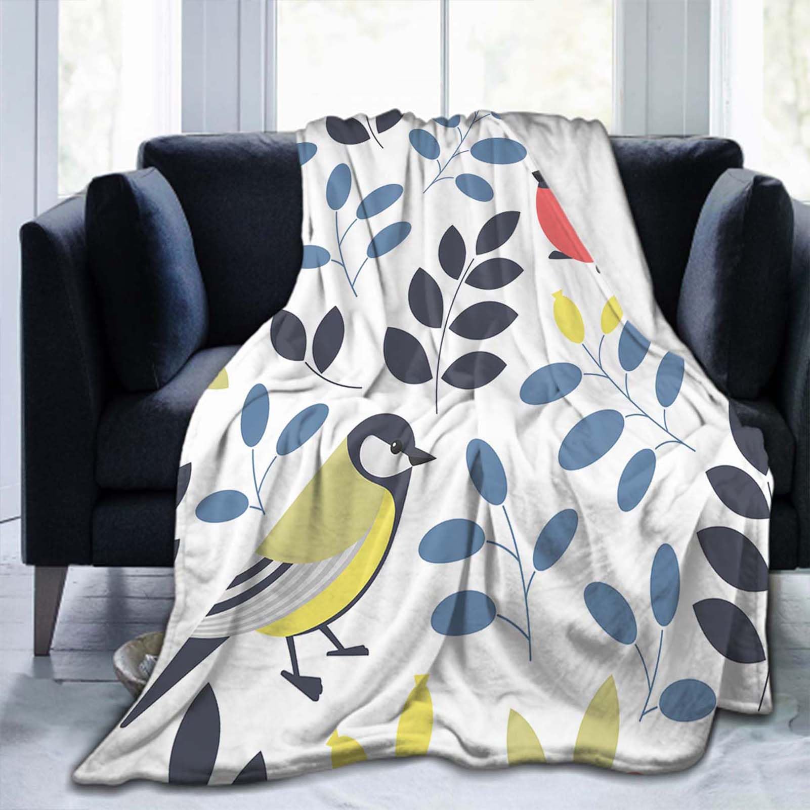 Throw Blanket 40x50 Inch,Texture Bird Nature Flannel Soft Cozy Fluffy Throw Blankets and Warm Throws for Adults in Couch Sofa Bed 50x40 Inch