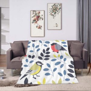 Throw Blanket 40x50 Inch,Texture Bird Nature Flannel Soft Cozy Fluffy Throw Blankets and Warm Throws for Adults in Couch Sofa Bed 50x40 Inch