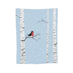 throw blanket 40x50 inch,birch bird red tree flannel soft cozy fluffy throw blankets and warm throws for adults in couch sofa bed 50x40 inch