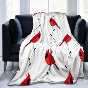 Throw Blanket 40x50 Inch,Bird Winter Graphic Flannel Soft Cozy Fluffy Throw Blankets and Warm Throws for Adults in Couch Sofa Bed 50x40 Inch