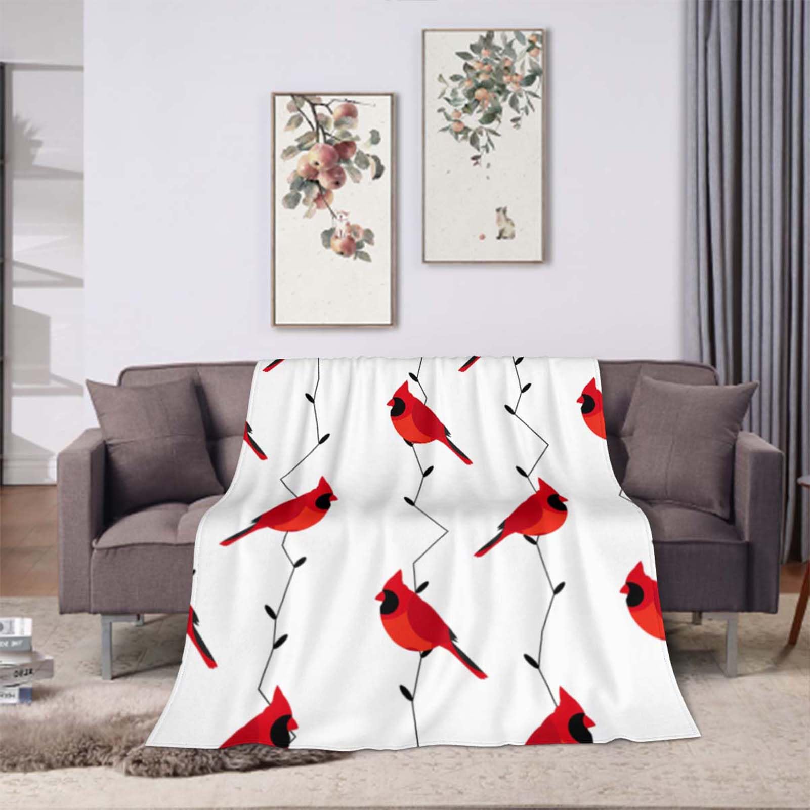 Throw Blanket 40x50 Inch,Bird Winter Graphic Flannel Soft Cozy Fluffy Throw Blankets and Warm Throws for Adults in Couch Sofa Bed 50x40 Inch