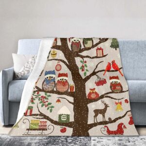 Throw Blanket 30x40 Inch,Christmas Bird Winter Tree Flannel Soft Cozy Fluffy Throw Blankets and Warm Throws for Adults in Couch Sofa Bed 40x30 Inch