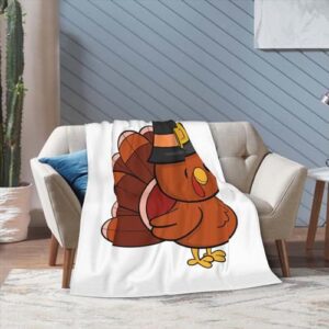 Throw Blanket 30x40 Inch,Turkey Bird Happy Thanksgiving Day Flannel Soft Cozy Fluffy Throw Blankets and Warm Throws for Adults in Couch Sofa Bed 40x30 Inch