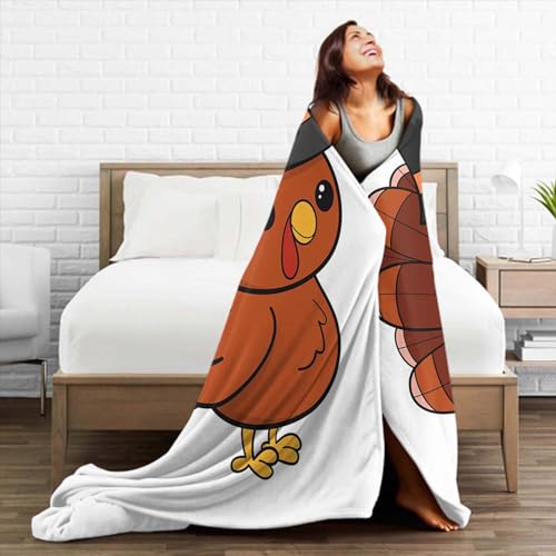 Throw Blanket 30x40 Inch,Turkey Bird Happy Thanksgiving Day Flannel Soft Cozy Fluffy Throw Blankets and Warm Throws for Adults in Couch Sofa Bed 40x30 Inch