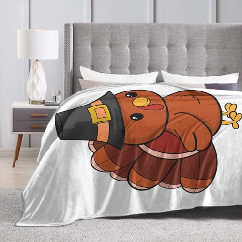 Throw Blanket 30x40 Inch,Turkey Bird Happy Thanksgiving Day Flannel Soft Cozy Fluffy Throw Blankets and Warm Throws for Adults in Couch Sofa Bed 40x30 Inch