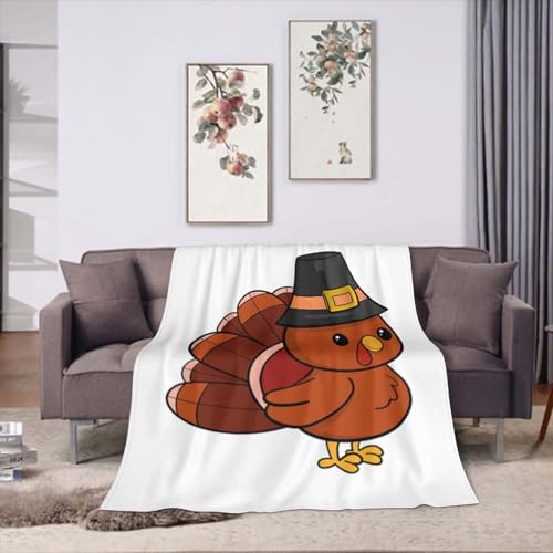 Throw Blanket 30x40 Inch,Turkey Bird Happy Thanksgiving Day Flannel Soft Cozy Fluffy Throw Blankets and Warm Throws for Adults in Couch Sofa Bed 40x30 Inch