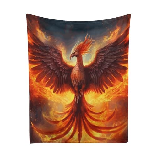 Delerain Burning Bird Flannel Fleece Throw Blanket 50"x60" Living Room/Bedroom/Sofa Couch Warm Soft Bed Blanket for Kids Teens Boys Girls All Season