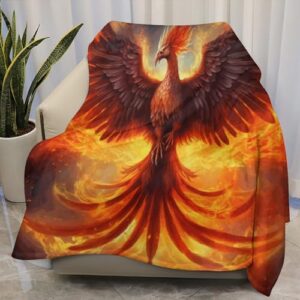 Delerain Burning Bird Flannel Fleece Throw Blanket 50"x60" Living Room/Bedroom/Sofa Couch Warm Soft Bed Blanket for Kids Teens Boys Girls All Season