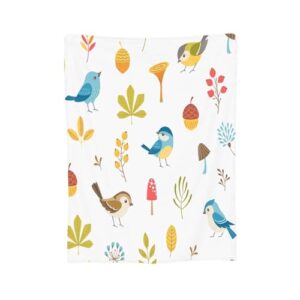 throw blanket 50x60 inch,bird autumn cute forest flannel soft cozy fluffy throw blankets and warm throws for adults in couch sofa bed 60x50 inch