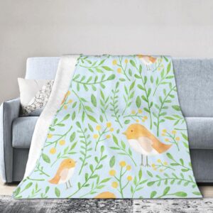 Throw Blanket 50x60 Inch,Birds Texture Watercolor Flannel Soft Cozy Fluffy Throw Blankets and Warm Throws for Adults in Couch Sofa Bed 60x50 Inch