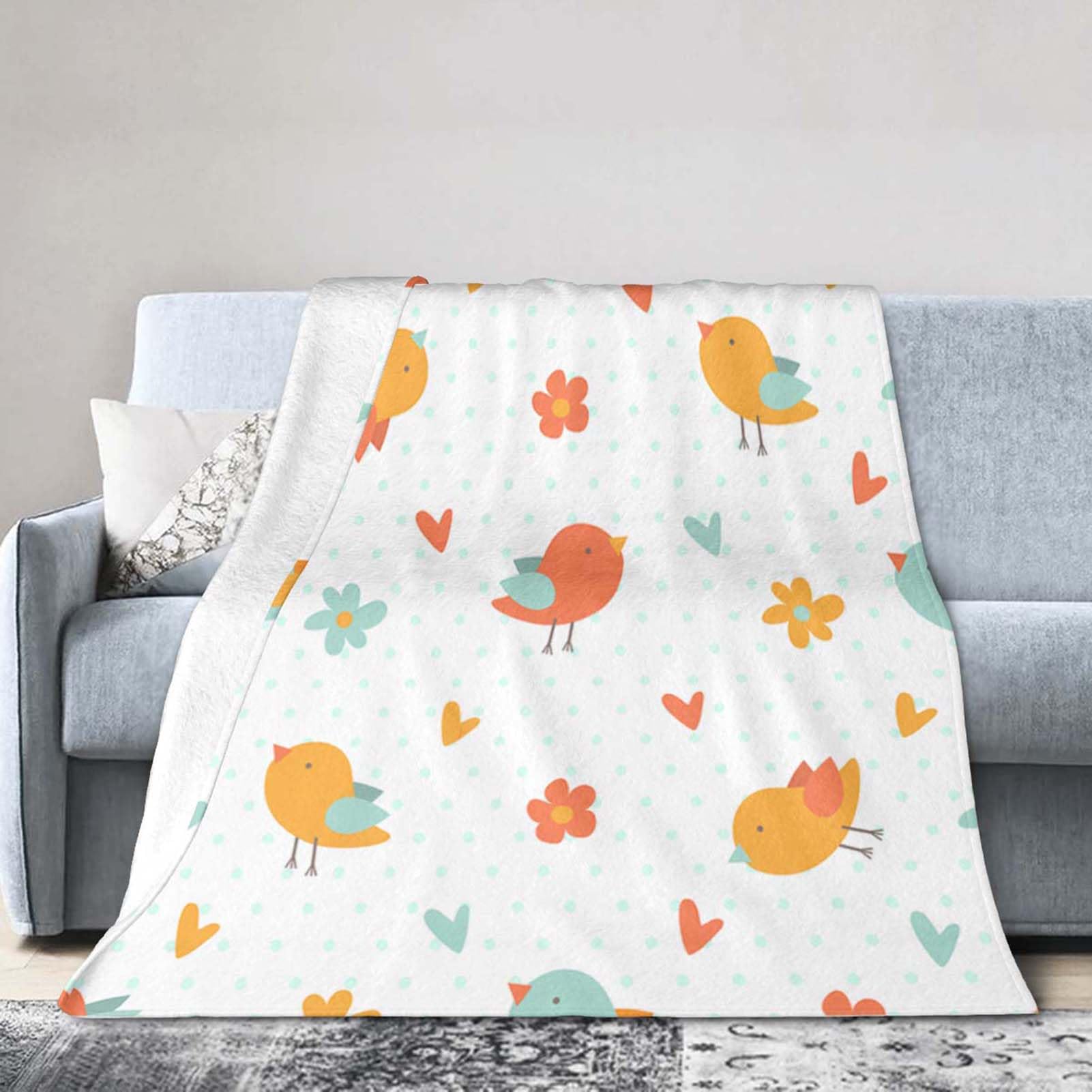 Throw Blanket 50x60 Inch,Bird Texture Cute Flannel Soft Cozy Fluffy Throw Blankets and Warm Throws for Adults in Couch Sofa Bed 60x50 Inch