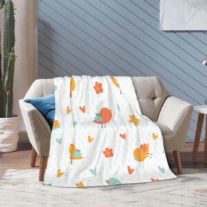 Throw Blanket 50x60 Inch,Bird Texture Cute Flannel Soft Cozy Fluffy Throw Blankets and Warm Throws for Adults in Couch Sofa Bed 60x50 Inch