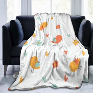 Throw Blanket 50x60 Inch,Bird Texture Cute Flannel Soft Cozy Fluffy Throw Blankets and Warm Throws for Adults in Couch Sofa Bed 60x50 Inch