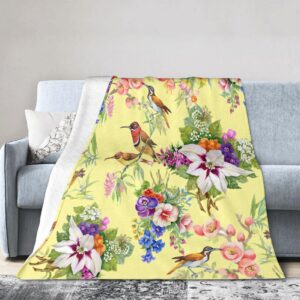 Throw Blanket 40x50 Inch,Watercolor Wild Birds Flannel Soft Cozy Fluffy Throw Blankets and Warm Throws for Adults in Couch Sofa Bed 50x40 Inch