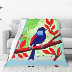 red leaf bird printed, fashion flannel bed blanket, cozy blanket soft and warm sofa blanket, bedroom blanket.80 x60