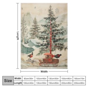 Blanket Wintery Birds and Trees Throw Blankets Rustic Country Holiday Soft Flannel Cozy Blankets for Couch Sofa Bed for Adults Kids Boys Teens Gift 30"x40"