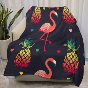 auhomea flamingo birds flannel blanket for home travel bed large warm cozy weighted blanket for women adults,70"x80"