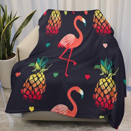 AuHomea Flamingo Birds Flannel Blanket for Home Travel Bed Large Warm Cozy Weighted Blanket for Women Adults,70"X80"