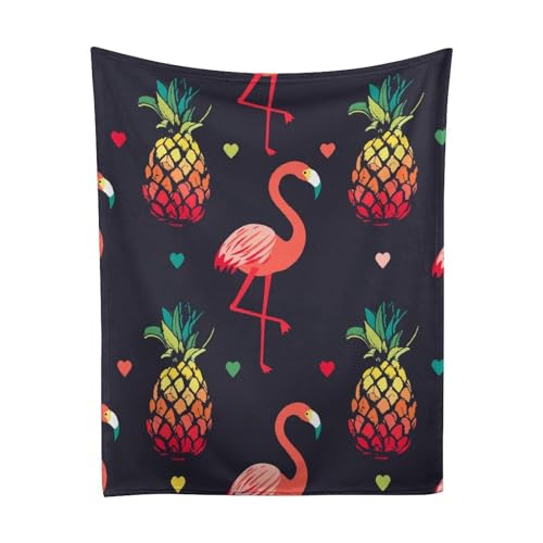 AuHomea Flamingo Birds Flannel Blanket for Home Travel Bed Large Warm Cozy Weighted Blanket for Women Adults,70"X80"