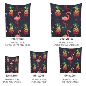 AuHomea Flamingo Birds Flannel Blanket for Home Travel Bed Large Warm Cozy Weighted Blanket for Women Adults,70"X80"