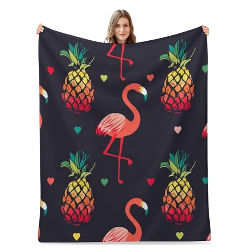 AuHomea Flamingo Birds Flannel Blanket for Home Travel Bed Large Warm Cozy Weighted Blanket for Women Adults,70"X80"