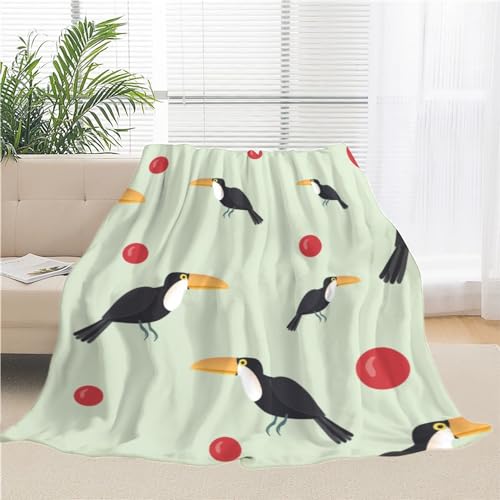 RANKOO Bird with Red Fruit Throw Blanket Ultra-Soft Micro Flannel Blanket, Lightweight Warm Fuzzy Cozy Blanket, Big Fall Winter Throw Blanket for Couch Bed Sofa Living Room, 60" X 80"