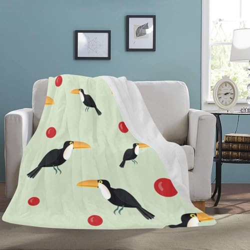 RANKOO Bird with Red Fruit Throw Blanket Ultra-Soft Micro Flannel Blanket, Lightweight Warm Fuzzy Cozy Blanket, Big Fall Winter Throw Blanket for Couch Bed Sofa Living Room, 60" X 80"