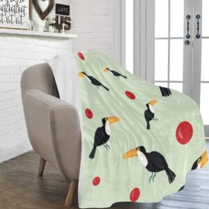 RANKOO Bird with Red Fruit Throw Blanket Ultra-Soft Micro Flannel Blanket, Lightweight Warm Fuzzy Cozy Blanket, Big Fall Winter Throw Blanket for Couch Bed Sofa Living Room, 60" X 80"