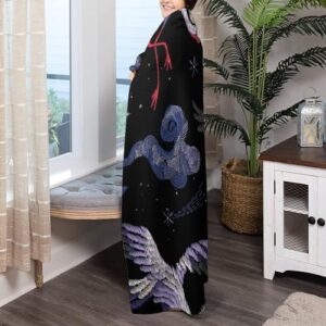 AuHomea Crane Birds and Night Sky Throw Blanket Lightweight Flannel Fleece Blankets Warm and Cozy Super Soft Throws 30"x40" for Cat Pet and Babies