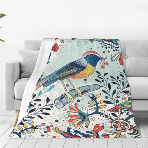 Bird-Blanket Super Soft Throw Blanket for Couch Bed Sofa Cozy Flannel Fuzzy Blanket Plush Throw Blankets for Women Men Gifts Travel Blanket for All Seasons, 40"x30"