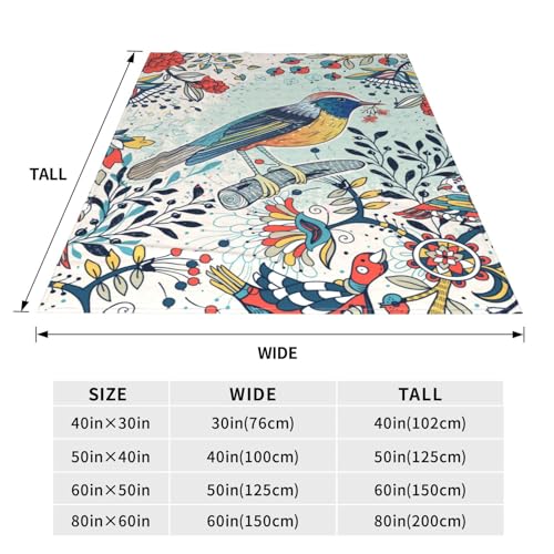 Bird-Blanket Super Soft Throw Blanket for Couch Bed Sofa Cozy Flannel Fuzzy Blanket Plush Throw Blankets for Women Men Gifts Travel Blanket for All Seasons, 40"x30"