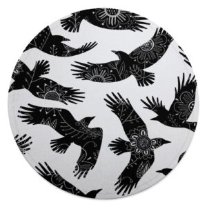 lakimct abstract bird round blanket for couch bed throw blanket, aesthetic decorative blanket for travel camping comfy blanket, 60 inch