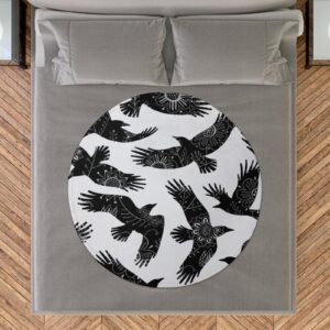 LAKIMCT Abstract Bird Round Blanket for Couch Bed Throw Blanket, Aesthetic Decorative Blanket for Travel Camping Comfy Blanket, 60 Inch