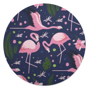 LAKIMCT Fly Flamingo Bird Round Blanket for Couch Bed Throw Blanket, Aesthetic Decorative Blanket for Travel Camping Comfy Blanket, 60 Inch