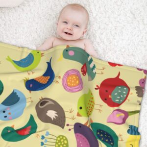 Vintage Birds Newborn Swaddle Blanket, Soft Stretchy Baby Receiving Blanket for Boys and Girls, Perfect Shower Gifts, 40x30 Inch