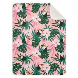 coikll tropical birds and palm leaves baby blanket cotton cozy throw blanket warm nursery swaddle receiving toddler blankets 30" x 40