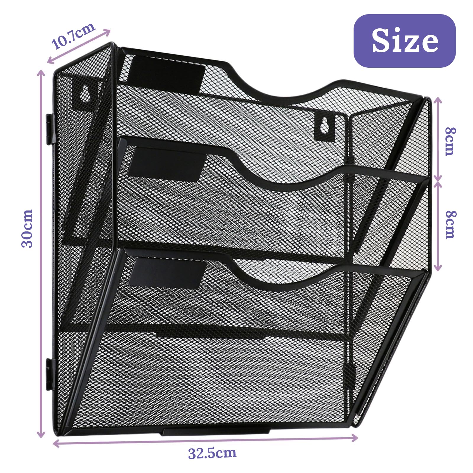 EXOFC 2Pack 3 Pockets Wall File Organizer,Mail Organizer Magazine Holder,Vertical Wall Mounted Mesh Hanging File Holder,Paper Organizer Mail Holder Magazine Rack for Home Office(Black)